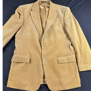 Woolrich Mens Tan Corduroy Blazer 46R 2-Button Sport Coat Wide Wale Tan Camel